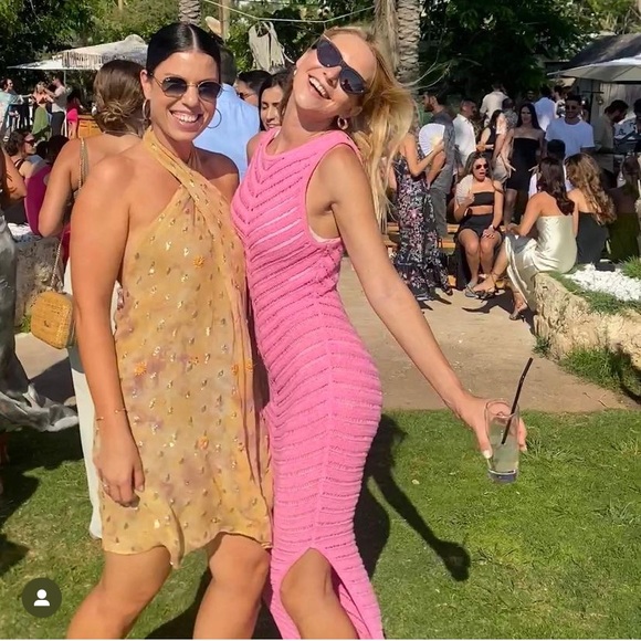 Shani Shemer Swimwear Retrofete Designer Kate Crochet Knit Midi Dress Barbie - Picture 14 of 17